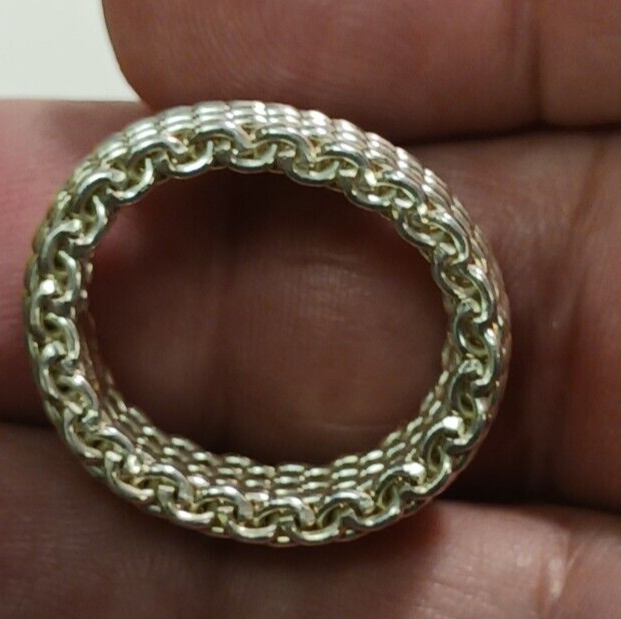 TIFFANY & COMPANY Vintage Sterling Silver Mesh Somerset Ring